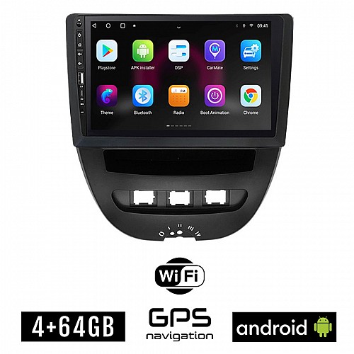 CITROEN C1 (2005 - 2014) Android οθόνη αυτοκίνητου 4GB με GPS WI-FI (ηχοσύστημα αφής 9" ιντσών OEM Youtube Playstore MP3 USB Radio Bluetooth Mirrorlink εργοστασιακή, 4x60W, Navi)