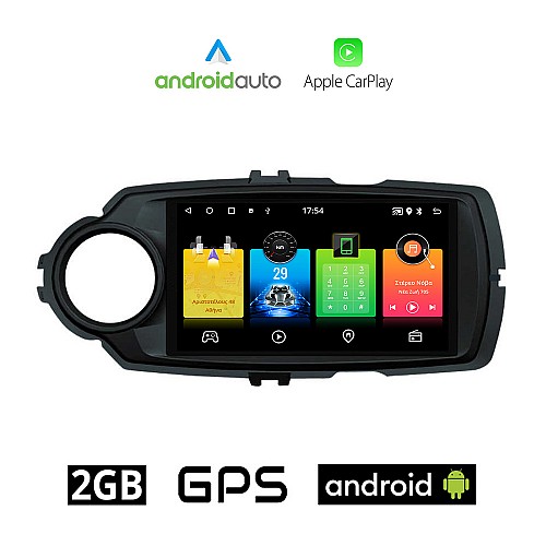 TOYOTA YARIS (2011 - 2020) Android οθόνη αυτοκίνητου 2GB με GPS WI-FI (ηχοσύστημα αφής 9" ιντσών OEM Android Auto Apple Carplay Youtube Playstore MP3 USB Radio Bluetooth Mirrorlink εργοστασιακή, μαύρο 4 x 60W, AUX)