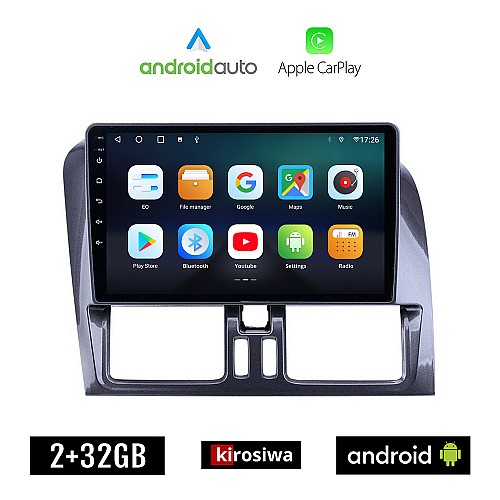 KIROSIWA VOLVO XC60 (2009 - 2017) Android οθόνη αυτοκίνητου 2GB με GPS WI-FI (ηχοσύστημα αφής 9" ιντσών OEM Android Auto Apple Carplay Youtube Playstore MP3 USB Radio Bluetooth Mirrorlink εργοστασιακή, 4x60W, AUX)