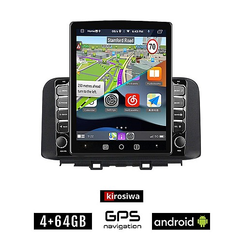 KIROSIWA HYUNDAI KONA (μετά το 2017) Android οθόνη αυτοκίνητου 4GB με GPS WI-FI (ηχοσύστημα αφής 9.7" ιντσών OEM Youtube Playstore MP3 USB Radio 4+64GB Bluetooth Mirrorlink εργοστασιακή, 4x60W, AUX)