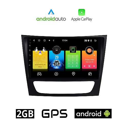 MERCEDES E (W211) 2003-2009 Android οθόνη αυτοκίνητου 2GB με GPS WI-FI (ηχοσύστημα αφής 9" ιντσών OEM Android Auto Apple Carplay Youtube Playstore MP3 USB Radio Bluetooth Mirrorlink εργοστασιακή, 4x60W, Benz)