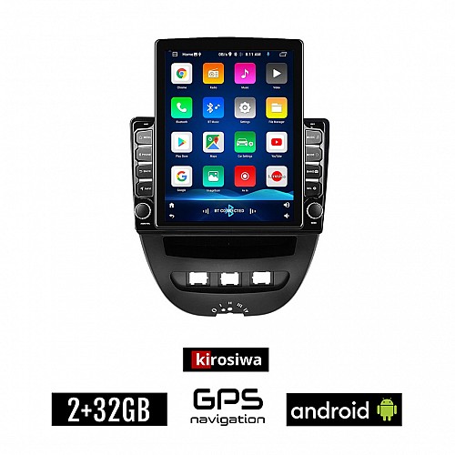 KIROSIWA CITROEN C1 (2005 - 2014) Android οθόνη αυτοκίνητου 2GB με GPS WI-FI (ηχοσύστημα αφής 9.7" ιντσών OEM Youtube Playstore MP3 USB Radio Bluetooth Mirrorlink εργοστασιακή, 4x60W, AUX)