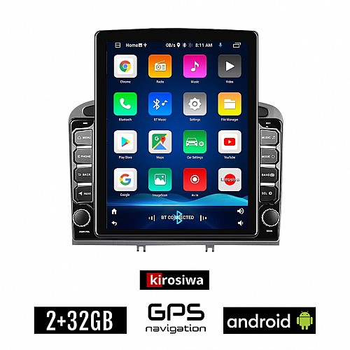 KIROSIWA PEUGEOT 308 (2007 - 2012) Android οθόνη αυτοκίνητου 2GB με GPS WI-FI (ηχοσύστημα αφής 9.7" ιντσών OEM Youtube Playstore MP3 USB Radio Bluetooth Mirrorlink εργοστασιακή, 4x60W, AUX)