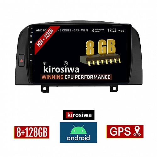 KIROSIWA 8GB + 128GB HYUNDAI SONATA 2006-2009 Android οθόνη αυτοκίνητου με GPS WI-FI (ηχοσύστημα αφής 9" ιντσών OEM Youtube Playstore MP3 USB Radio Bluetooth Mirrorlink DSP Apple Carplay Android Auto 4G Sim Card 4x60W) RX-2250