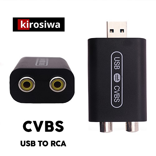 Kirosiwa USB σε δύο RCA Video Output αντάπτορας CVBS (οθόνη αυτοκινήτου λεωφορείο 2x RCA φορτηγό adapter μετατροπέας εικόνας βίντεο προσκέφαλα Android 7" οθόνη 9" ηχοσύστημα 10" ιντσών επαγγελματικό βανάκι ΟΕΜ φορτηγό τροχόσπιτο επιβατικό)