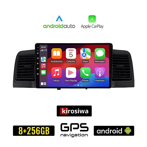 KIROSIWA TOYOTA COROLLA (2000 - 2007) Android οθόνη αυτοκίνητου 8GB + 256GB με GPS WI-FI με αεραγωγούς (ηχοσύστημα αφής 9" ιντσών Android Auto Apple Carplay Youtube Playstore MP3 USB Radio Bluetooth Mirrorlink εργοστασιακή AUX 4x60W μαύρο)