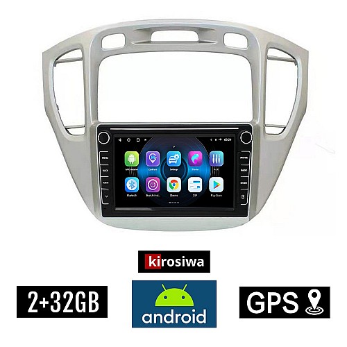 TOYOTA HIGHLANDER (2002 - 2009) Android οθόνη αυτοκίνητου 2GB με GPS WI-FI (ηχοσύστημα αφής 8" ιντσών OEM Youtube Playstore MP3 USB Radio Bluetooth Mirrorlink εργοστασιακή 4x60W, Navi)