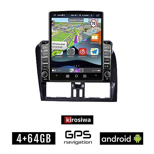 KIROSIWA VOLVO XC60 (2009 - 2017) Android οθόνη αυτοκίνητου 4GB με GPS WI-FI (ηχοσύστημα αφής 9.7" ιντσών OEM Youtube Playstore MP3 USB Radio 4+64GB Bluetooth Mirrorlink εργοστασιακή, 4x60W, AUX, μαύρο, black)