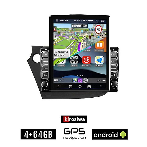 KIROSIWA HONDA INSIGHT (2009 - 2014) Android οθόνη αυτοκίνητου 4GB με GPS WI-FI (ηχοσύστημα αφής 9.7" ιντσών OEM Youtube Playstore MP3 USB Radio 4+64GB Bluetooth Mirrorlink εργοστασιακή, 4x60W, AUX)