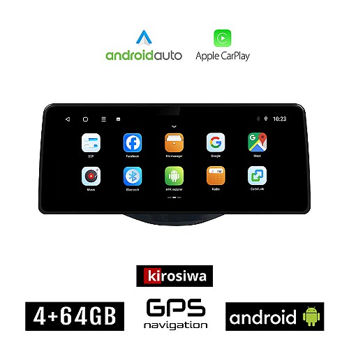 KIROSIWA TOYOTA AYGO (μετά το 2014) Android οθόνη αυτοκίνητου 4GB (+64GB) με GPS WI-FI (ηχοσύστημα αφής 12.3" ιντσών Android Auto Apple Carplay Youtube Playstore MP3 USB Radio Bluetooth Mirrorlink εργοστασιακή, 4x60W canbus 12,3 ιντσών)