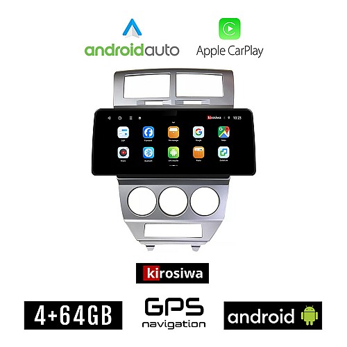 KIROSIWA DODGE CALIBER (2006 - 2012) Android οθόνη αυτοκίνητου 4GB (+64GB) με GPS WI-FI (ηχοσύστημα αφής 12.3" ιντσών OEM Android Auto Apple Carplay Youtube Playstore MP3 USB Radio Bluetooth Mirrorlink εργοστασιακή, 4x60W)