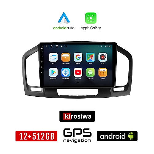 KIROSIWA OPEL INSIGNIA (2008 - 2013) Android οθόνη αυτοκίνητου 12GB + 512GB με GPS WI-FI (ηχοσύστημα αφής 9" ιντσών OEM Android Auto Apple Carplay Youtube Playstore MP3 USB Radio Bluetooth Mirrorlink εργοστασιακή 4x60W, AUX)
