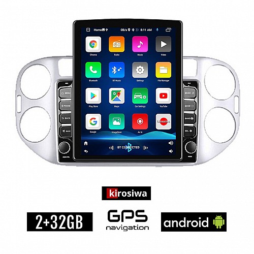 KIROSIWA Volkswagen VW TIGUAN (2009 - 2016) Android οθόνη αυτοκίνητου 2GB με GPS WI-FI (ηχοσύστημα αφής 9.7" ιντσών OEM Youtube Playstore MP3 USB Radio Bluetooth, Εργοστασιακή, 4x60W Mirrorlink AUX)