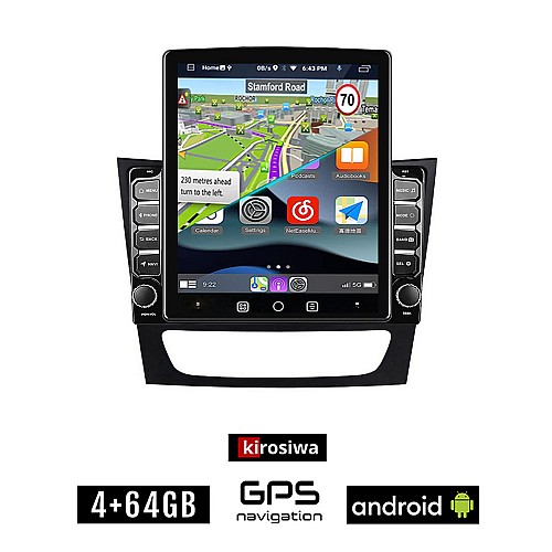 KIROSIWA MERCEDES E (W211) 2003-2009 Android οθόνη αυτοκίνητου 4GB με GPS WI-FI (ηχοσύστημα αφής 9.7" ιντσών OEM Youtube Playstore MP3 USB Radio 4+64GB Bluetooth Mirrorlink εργοστασιακή, 4x60W, BENZ)