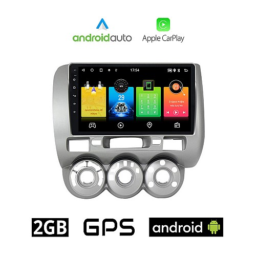 HONDA JAZZ 2002-2008 Android οθόνη αυτοκίνητου 2GB με GPS WI-FI (ηχοσύστημα αφής 9" ιντσών OEM Android Auto Apple Carplay Youtube Playstore MP3 USB Radio Bluetooth Mirrorlink εργοστασιακή, 4x60W, AUX)