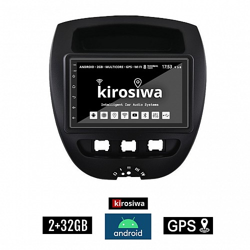 KIROSIWA 2+32GB PEUGEOT 107 (2005 - 2014) Android οθόνη αυτοκίνητου 2GB με GPS WI-FI (ηχοσύστημα αφής 7" ιντσών OEM Youtube Playstore MP3 USB Radio Bluetooth Mirrorlink εργοστασιακή 4x60 Watt) DR-133