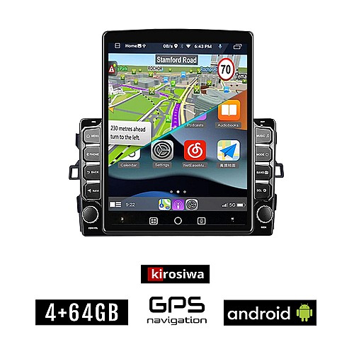 KIROSIWA TOYOTA AURIS (2007-2012) Android οθόνη αυτοκίνητου 4GB με GPS WI-FI (ηχοσύστημα αφής 9.7" ιντσών Youtube Playstore MP3 USB Radio 4+64GB Bluetooth Mirrorlink εργοστασιακή, AUX, 4x60W)