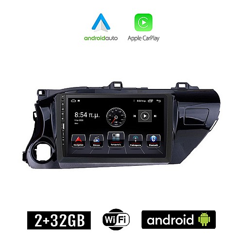 TOYOTA HILUX (μετά το 2017) Android οθόνη αυτοκίνητου 2+32GB με GPS WI-FI (ηχοσύστημα αφής 9" ιντσών Apple CarPlay Android Auto 2GB Car Play Youtube Playstore MP3 USB Radio Bluetooth Mirrorlink εργοστασιακή, 4x60W, Navi)