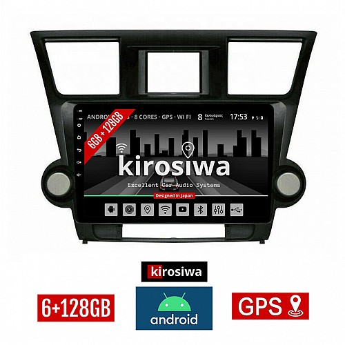 KIROSIWA 6+128GB TOYOTA HIGHLANDER 2008-2015 Android οθόνη αυτοκίνητου 6GB με GPS WI-FI (ηχοσύστημα αφής 10" ιντσών OEM Youtube Playstore MP3 USB Radio Bluetooth Mirrorlink DSP Apple Carplay Android Auto 4G SIM card AUX, 4x60W) DX-1111