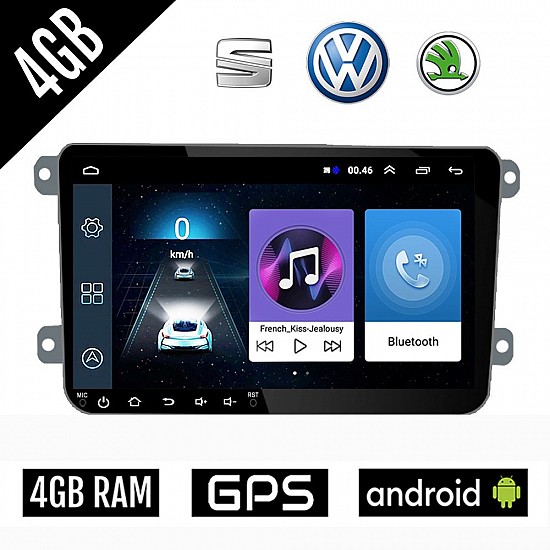 VW SKODA SEAT Android (4GB) οθόνη αυτοκίνητου 9 GPS (Golf V 5 6 Polo Passat Octavia Leon Volkswagen MP3 USB Radio ΟΕΜ Bluetooth ηχοσύστημα refurbished OEM Mirrorlink) REF37