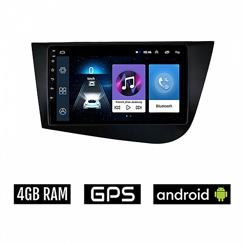 SEAT LEON (2005-2011) Android οθόνη αυτοκίνητου 4GB με GPS WI-FI (ηχοσύστημα αφής 9" ιντσών OEM Youtube Playstore MP3 USB Radio Bluetooth Mirrorlink εργοστασιακή, 4x60W, AUX, μαύρο)
