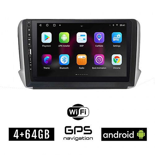 PEUGEOT 208 - 2008 (2012-2019) Android οθόνη αυτοκίνητου 4GB με GPS WI-FI (ηχοσύστημα αφής 9" ιντσών OEM Youtube Playstore MP3 USB Radio Bluetooth Mirrorlink εργοστασιακή, 4x60W, Navi)