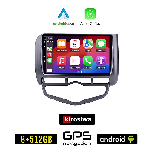 KIROSIWA HONDA JAZZ (2002-2008) CLIMA Android οθόνη αυτοκίνητου 8GB + 256GB με GPS WI-FI (ηχοσύστημα αφής 9" ιντσών OEM Android Auto Apple Carplay Youtube Playstore MP3 USB Radio Bluetooth Mirrorlink εργοστασιακή, 4x60W, AUX)