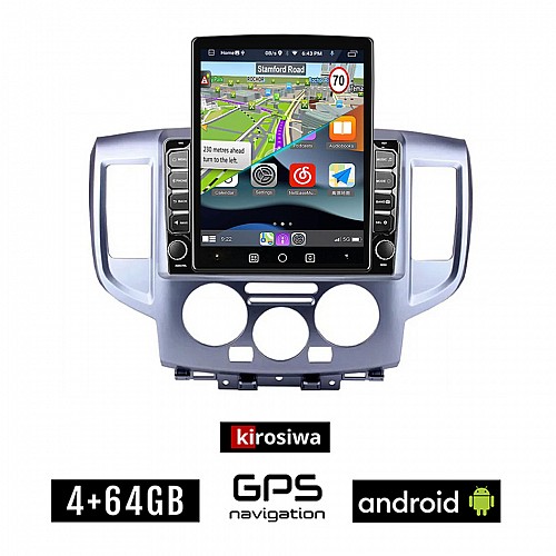 KIROSIWA NISSAN NV200 (2010-2015) Android οθόνη αυτοκίνητου 4GB με GPS WI-FI (ηχοσύστημα αφής 9.7" ιντσών OEM Youtube Playstore MP3 USB Radio 4+64GB Bluetooth Mirrorlink εργοστασιακή, 4x60W, AUX)