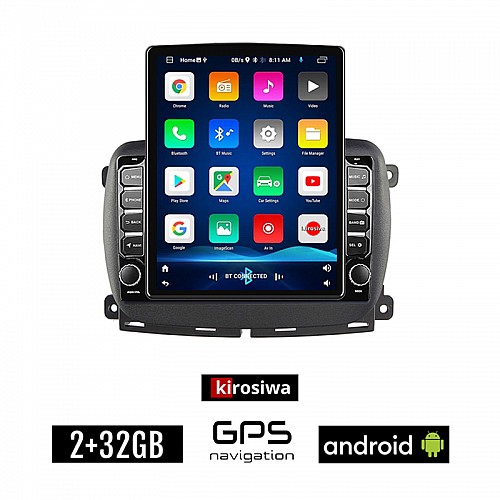 KIROSIWA FIAT 500 (μετά το 2016) Android οθόνη αυτοκίνητου 2GB με GPS WI-FI (ηχοσύστημα αφής 9.7" ιντσών Youtube Playstore MP3 USB Radio Bluetooth Mirrorlink εργοστασιακή, 4x60W, AUX)