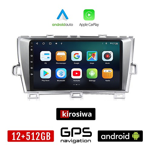 KIROSIWA TOYOTA PRIUS (2009 - 2015) Android οθόνη αυτοκίνητου 12GB + 512GB με GPS WI-FI (ηχοσύστημα αφής 9" ιντσών OEM Android Auto Apple Carplay Youtube Playstore MP3 USB Radio Bluetooth Mirrorlink εργοστασιακή, 4 x 60W, AUX)