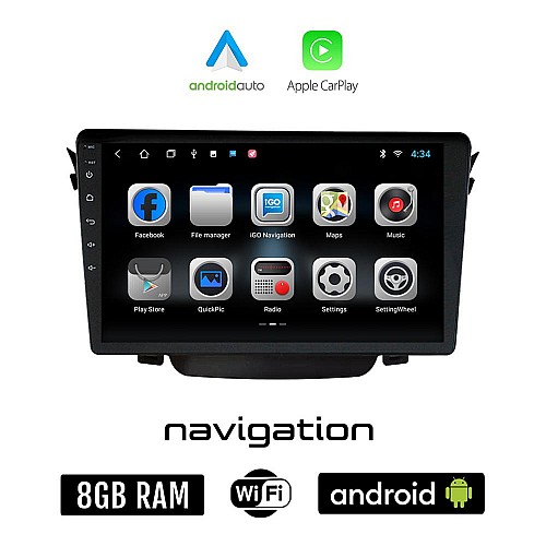 HYUNDAI i30 (2012-2017) Android οθόνη αυτοκίνητου 8GB + 128GB με GPS WI-FI (ηχοσύστημα αφής 9" ιντσών OEM Android Auto Apple Carplay Youtube Playstore MP3 USB Radio Bluetooth Mirrorlink εργοστασιακή, 4x60W)