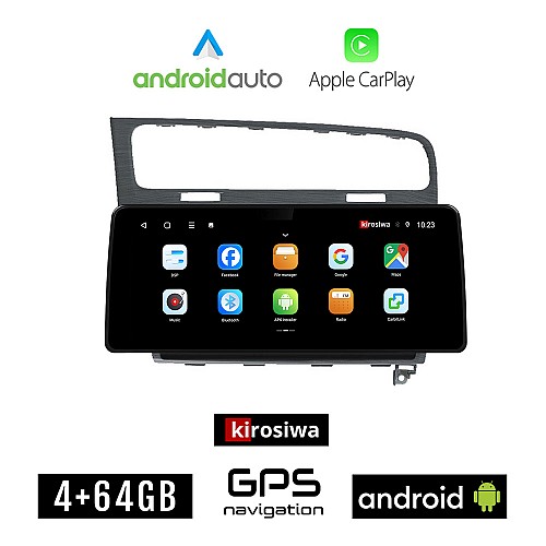 KIROSIWA VOLKSWAGEN VW GOLF 7 (μετά το 2013) Android οθόνη αυτοκίνητου 4GB (+64GB) με GPS WI-FI (ηχοσύστημα αφής 12.3" ιντσών OEM Android Auto Apple Carplay Youtube Playstore MP3 USB Radio Bluetooth Mirrorlink, 4x60W, γκρί)