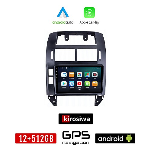 KIROSIWA VOLKSWAGEN VW POLO (2002-2009) Android οθόνη αυτοκίνητου 12GB + 512GB με GPS WI-FI (ηχοσύστημα αφής 9" ιντσών OEM Android Auto Apple Carplay Youtube Playstore MP3 USB Radio Bluetooth Mirrorlink, 4x60W, AUX)