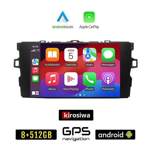 KIROSIWA TOYOTA AURIS (2007-2012) Android οθόνη αυτοκίνητου 8GB + 256GB με GPS WI-FI (ηχοσύστημα αφής 7" ιντσών OEM Android Auto Apple Carplay Youtube Playstore MP3 USB Radio Bluetooth Mirrorlink εργοστασιακή, AUX, 4x60W)