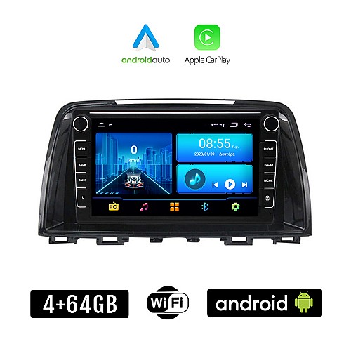 MAZDA 6 (2012-2017) Android οθόνη αυτοκίνητου 4+64GB με GPS WI-FI (ηχοσύστημα αφής 8" ιντσών 4GB CarPlay Android Auto Car Play Youtube Playstore MP3 USB Radio Bluetooth Mirrorlink εργοστασιακή, 4x60W, Navi)