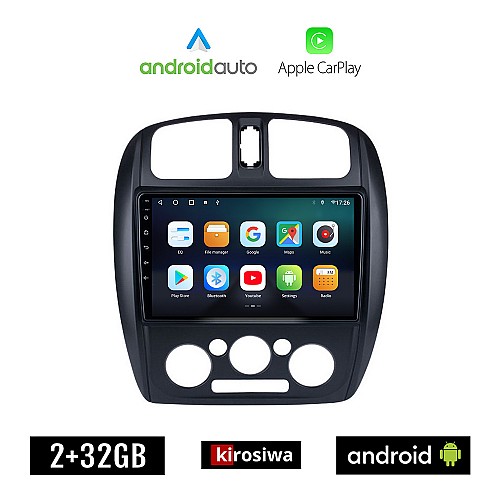 KIROSIWA MAZDA 323 (1998-2004) Android οθόνη αυτοκίνητου 2GB με GPS WI-FI (ηχοσύστημα αφής 9" ιντσών Android Auto Apple Carplay Youtube Playstore MP3 USB Radio Bluetooth Mirrorlink 4x60W εργοστασιακού τύπου)