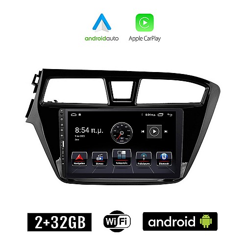 HYUNDAI i20 (2014 - 2019) Android οθόνη αυτοκίνητου 2+32GB με GPS WI-FI (ηχοσύστημα αφής 9" ιντσών Apple CarPlay Android Auto 2GB Car Play Youtube Playstore MP3 USB Radio Bluetooth Mirrorlink εργοστασιακή, 4x60W, Navi)