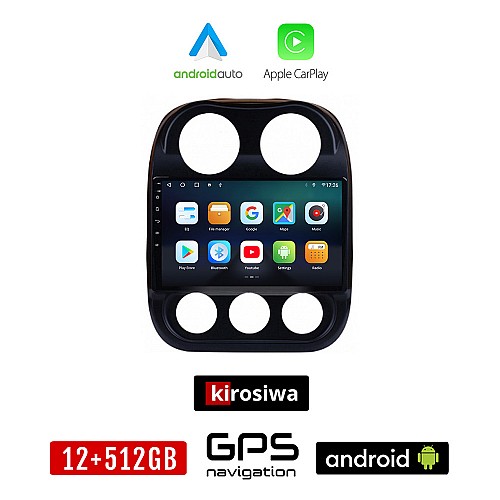 KIROSIWA JEEP PATRIOT (2006 - 2016) Android οθόνη αυτοκίνητου 12GB + 512GB με GPS WI-FI (ηχοσύστημα αφής 10" ιντσών OEM Android Auto Apple Carplay Youtube Playstore MP3 USB Radio Bluetooth Mirrorlink εργοστασιακή, 4x60W, AUX)