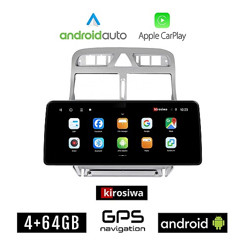 KIROSIWA PEUGEOT 307 (2002-2013) Android οθόνη αυτοκίνητου 4GB (+64GB) με GPS WI-FI (ηχοσύστημα αφής 12.3" ιντσών OEM Android Auto Apple Carplay Youtube Playstore MP3 USB Radio Bluetooth Mirrorlink εργοστασιακή, 4x60W canbus 12,3 ιντσών)