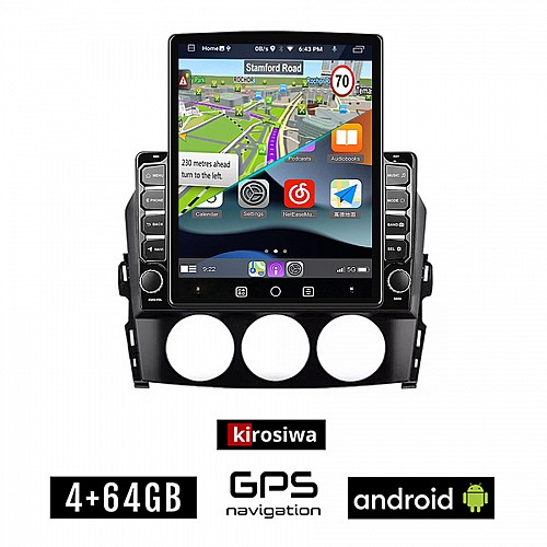 KIROSIWA MAZDA MX-5 (2005 - 2015) Android οθόνη αυτοκίνητου 4GB με GPS WI-FI (ηχοσύστημα αφής 9.7" ιντσών OEM Youtube Playstore MP3 USB Radio 4+64GB Bluetooth Mirrorlink εργοστασιακή, 4x60W, AUX)