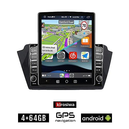 KIROSIWA SKODA FABIA (μετά το 2015)  Android οθόνη αυτοκίνητου 4GB με GPS WI-FI (ηχοσύστημα αφής 9.7" ιντσών OEM Youtube Playstore MP3 USB Radio 4+64GB Bluetooth Mirrorlink εργοστασιακή, 4x60W, AUX)