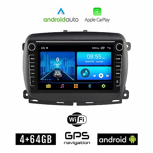 FIAT 500 (μετά το 2016) Android οθόνη αυτοκίνητου 4+64GB με GPS WI-FI (ηχοσύστημα αφής 8" ιντσών 4GB CarPlay Android Auto Car Play Youtube Playstore MP3 USB Radio Bluetooth Mirrorlink εργοστασιακή, 4x60W, Navi)