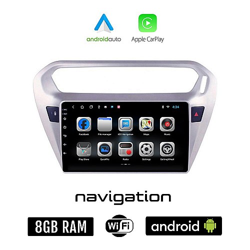 CITROEN ELYSEE (μετά το 2012) Android οθόνη αυτοκίνητου 8GB + 128GB με GPS WI-FI (ηχοσύστημα αφής 9" ιντσών OEM Android Auto Apple Carplay Youtube Playstore MP3 USB Radio Bluetooth Mirrorlink εργοστασιακή, 4x60W)