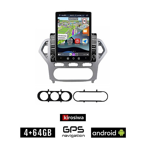 KIROSIWA FORD MONDEO (2007 - 2010) Android οθόνη αυτοκίνητου 4GB με GPS WI-FI (ηχοσύστημα αφής 9.7" ιντσών OEM Youtube Playstore MP3 USB Radio 4+64GB Bluetooth Mirrorlink εργοστασιακή, 4x60W, AUX)