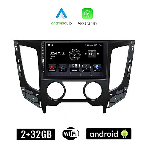 MITSUBISHI L200 (2015-2019) A/C Android οθόνη αυτοκίνητου 2+32GB με GPS WI-FI (ηχοσύστημα αφής 9" ιντσών Apple CarPlay Android Auto 2GB Car Play Youtube Playstore MP3 USB Radio Bluetooth Mirrorlink εργοστασιακή, 4x60W, Navi)