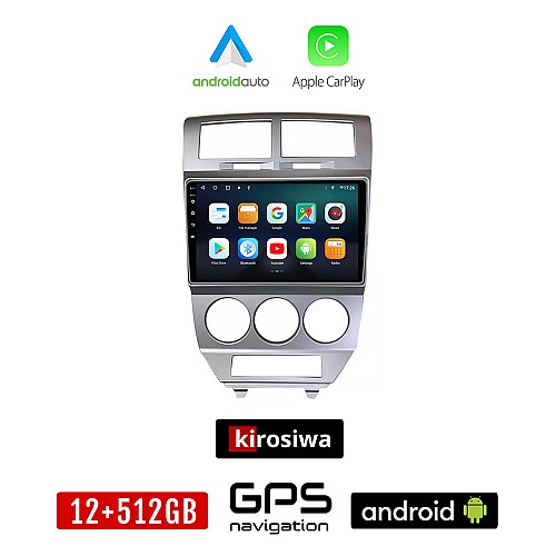 KIROSIWA DODGE CALIBER (2006 - 2012) Android οθόνη αυτοκίνητου 12GB + 512GB με GPS WI-FI (ηχοσύστημα αφής 10" ιντσών OEM Android Auto Apple Carplay Youtube Playstore MP3 USB Radio Bluetooth Mirrorlink εργοστασιακή, 4x60W)
