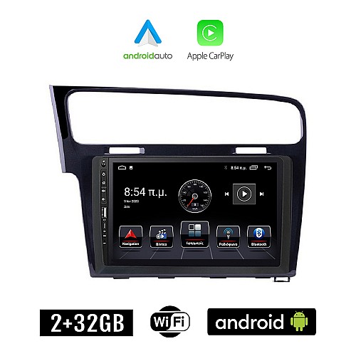 VOLKSWAGEN VW GOLF 7 (μετά το 2013) Android οθόνη αυτοκίνητου 2+32GB με GPS WI-FI (ηχοσύστημα αφής 9" ιντσών Apple CarPlay Android Auto 2GB Car Play Youtube Playstore MP3 USB Radio Bluetooth Mirrorlink, 4x60W, μαύρο)