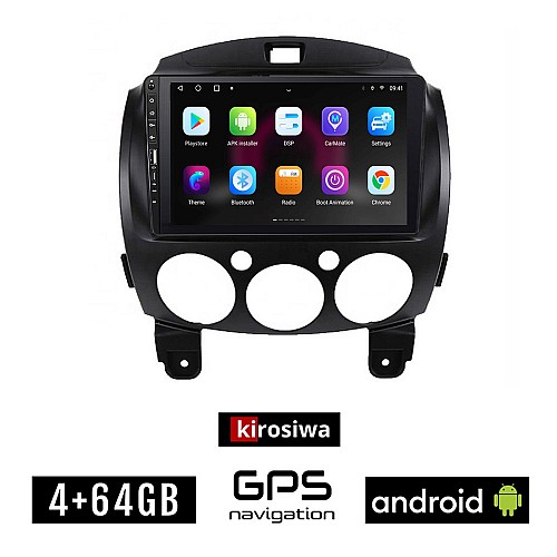 MAZDA 2 2007-2014 Android οθόνη αυτοκίνητου 4GB με GPS WI-FI (ηχοσύστημα αφής 9" ιντσών OEM Youtube Playstore MP3 USB Radio Bluetooth Mirrorlink εργοστασιακή, 4x60W, Navi)