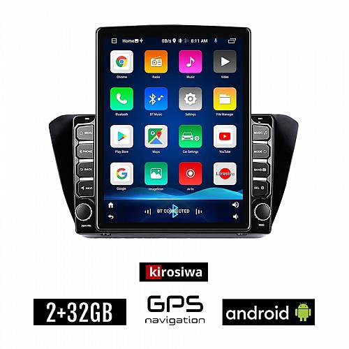 KIROSIWA SKODA SUPERB μετά το 2015 Android οθόνη αυτοκίνητου 2GB με GPS WI-FI (ηχοσύστημα αφής 9.7" ιντσών OEM Youtube Playstore MP3 USB Radio Bluetooth Mirrorlink εργοστασιακή, AUX, 4x60W)
