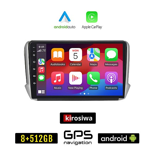 KIROSIWA PEUGEOT 208 - 2008 (2012-2019) Android οθόνη αυτοκίνητου 8GB + 256GB με GPS WI-FI (ηχοσύστημα αφής 10" ιντσών OEM Android Auto Apple Carplay Youtube Playstore MP3 USB Radio Bluetooth Mirrorlink εργοστασιακή, 4x60W, AUX)